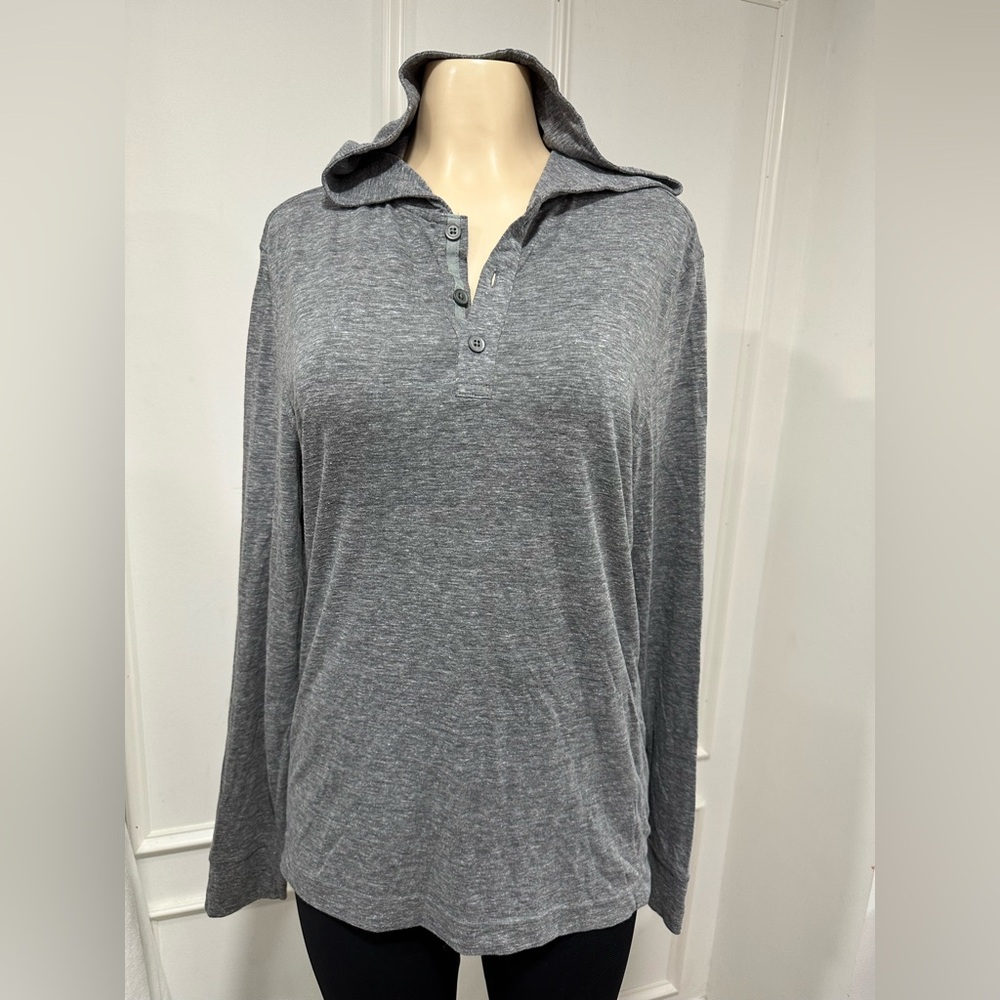 Banana Republic The Vintage Henley Hoodie Long Sleeves Gray Size Medium